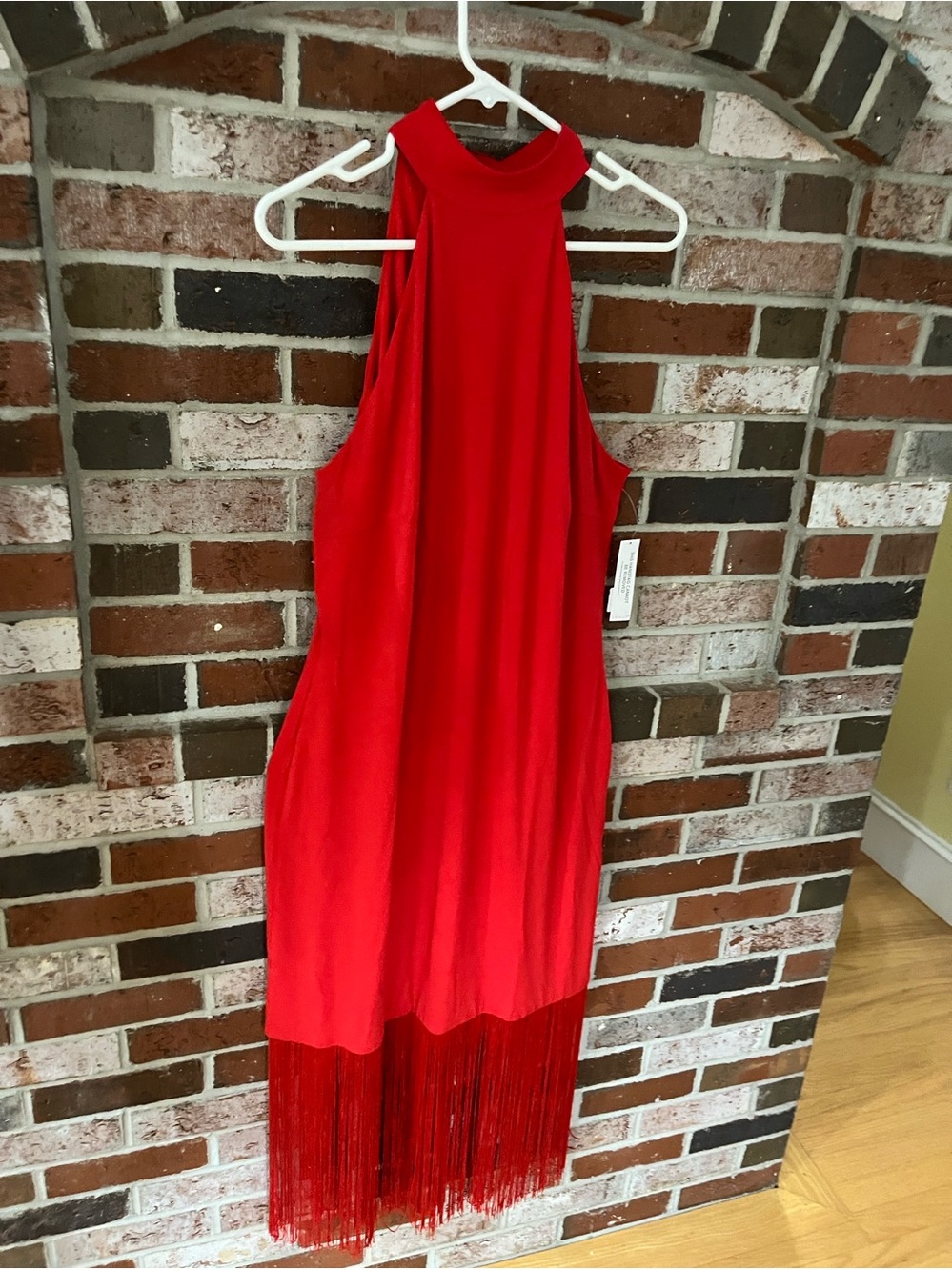 VENUS Red Halter Fringe Hem Dress 1X NWT